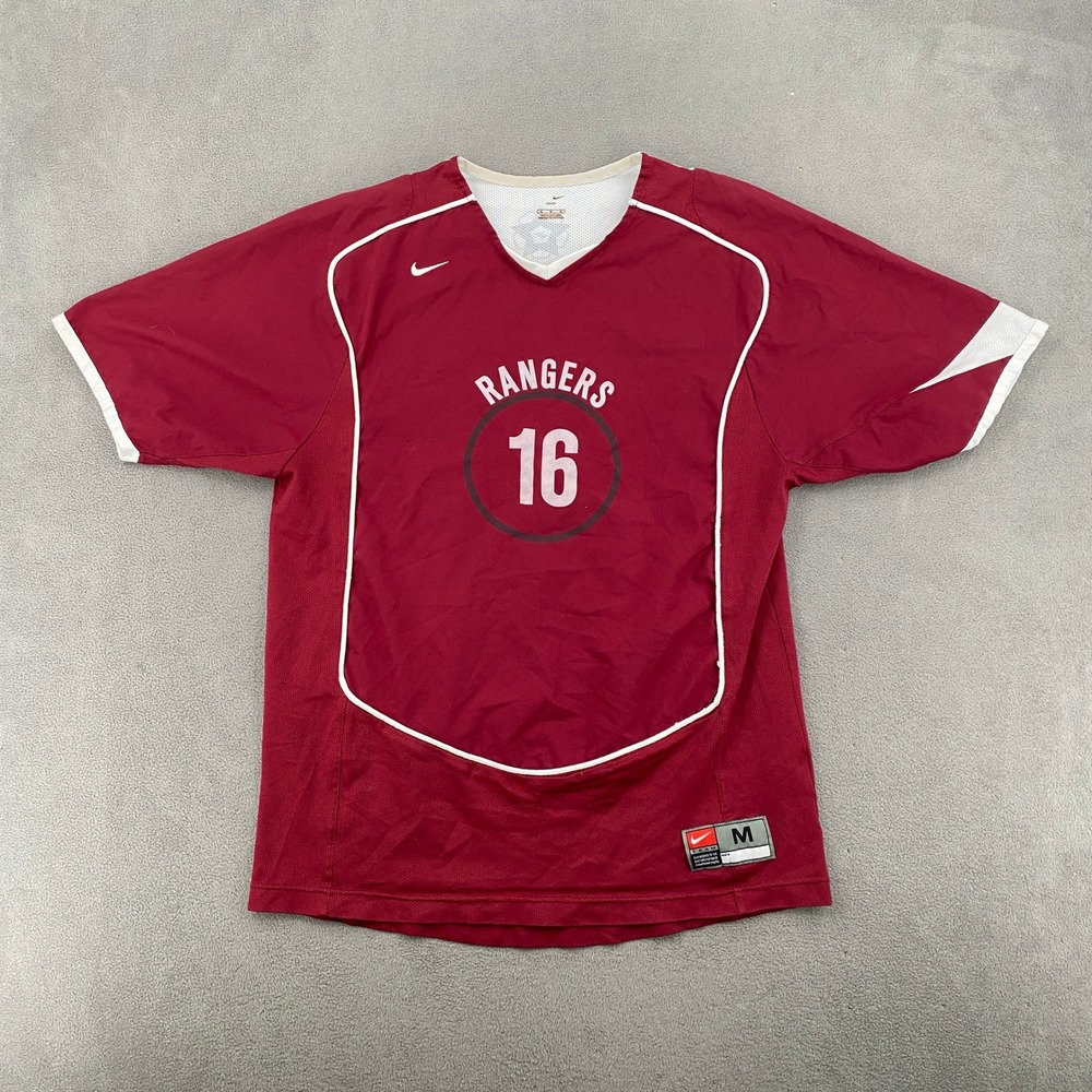 VTG Y2K Nike Team Rangers 16 Soccer Jersey Maroon White Mens Medium Dri-FIT